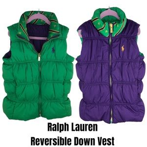 Ralph Lauren Reversible Down Vest Green & Purple